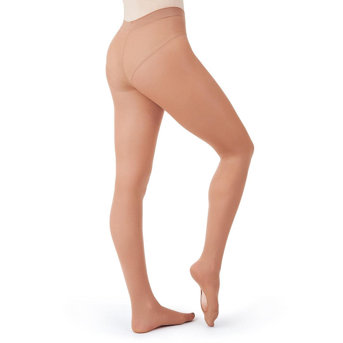 Capezio Ultra Soft Self Knit Waistband Adult Transition Tights Adult S/M Suntan - DanceSupplies.com