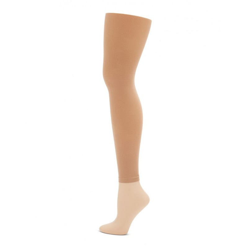 Capezio Ultra Soft Self Knit Waistband Girl's Footless Tights Caramel - DanceSupplies.com