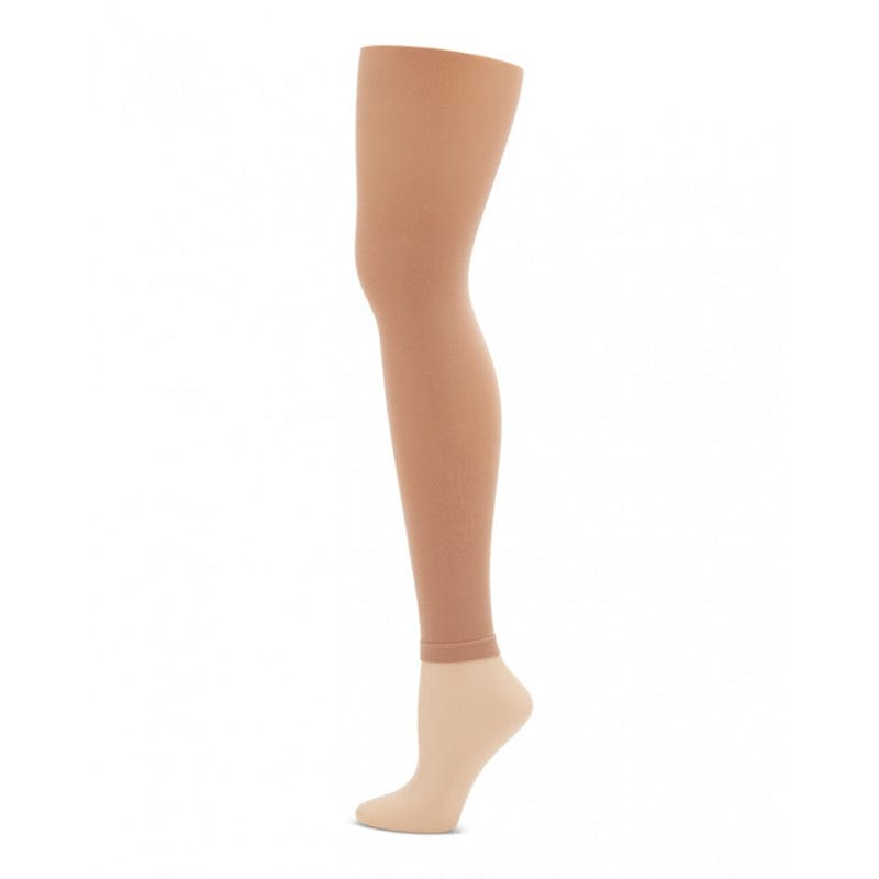 Capezio Ultra Soft Self Knit Waistband Girl's Footless Tights Light Suntan - DanceSupplies.com