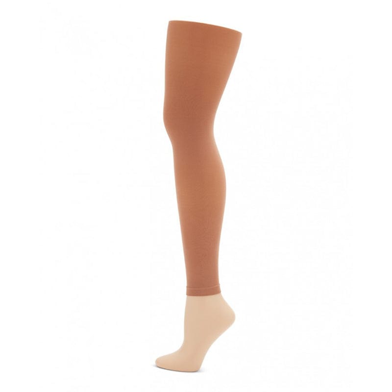 Capezio Ultra Soft Self Knit Waistband Girl's Footless Tights Suntan - DanceSupplies.com