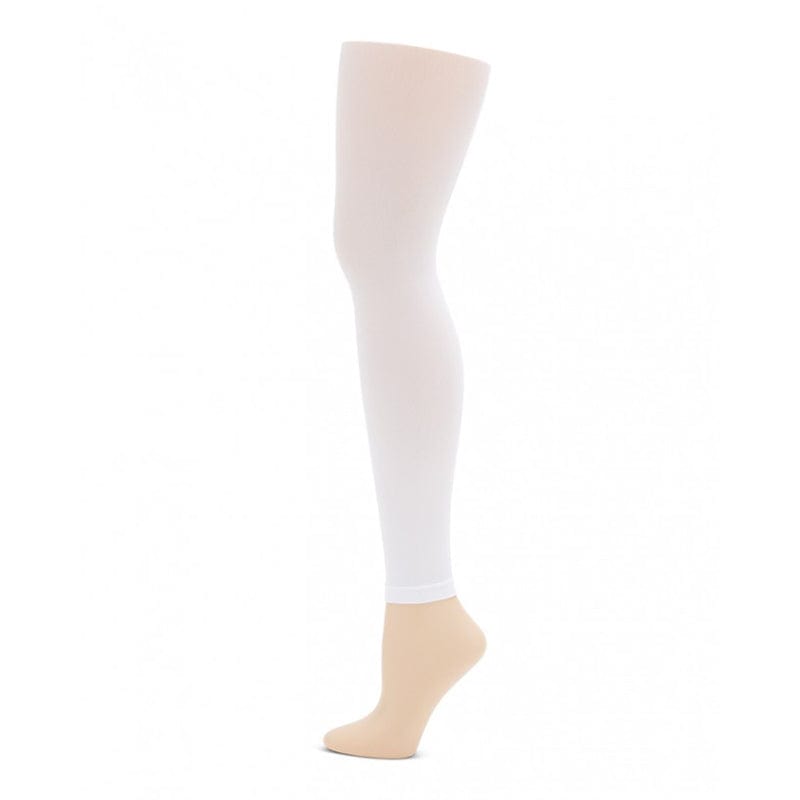 Capezio Ultra Soft Self Knit Waistband Girl's Footless Tights White - DanceSupplies.com