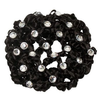 Dasha Rhinestone Knit Bun Cover Black - DanceSupplies.com