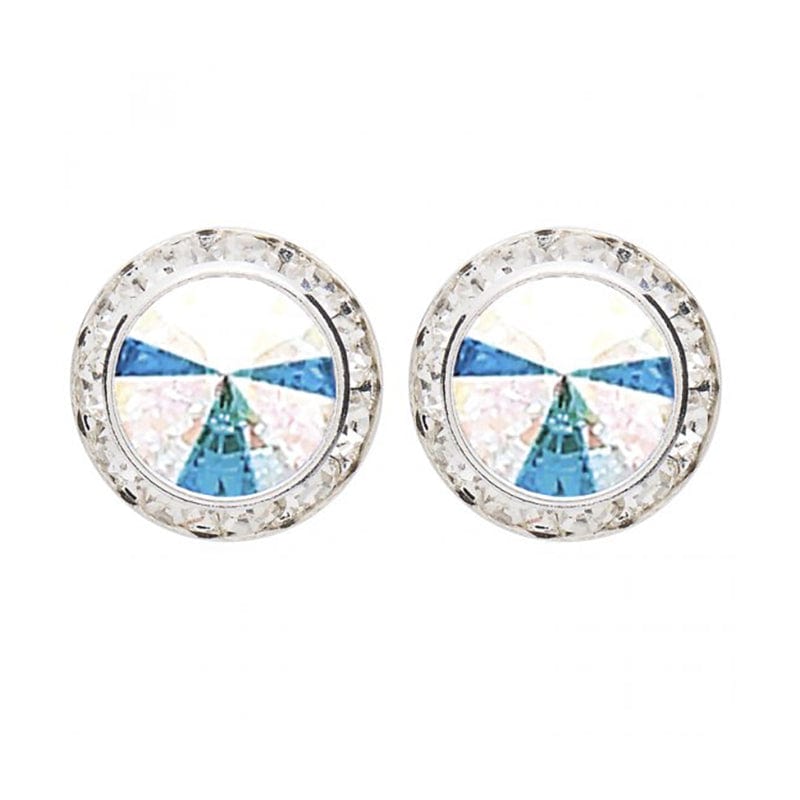 Dasha Performance Earrings (8mm/13mm) Clip-On Aurora Borealis - DanceSupplies.com