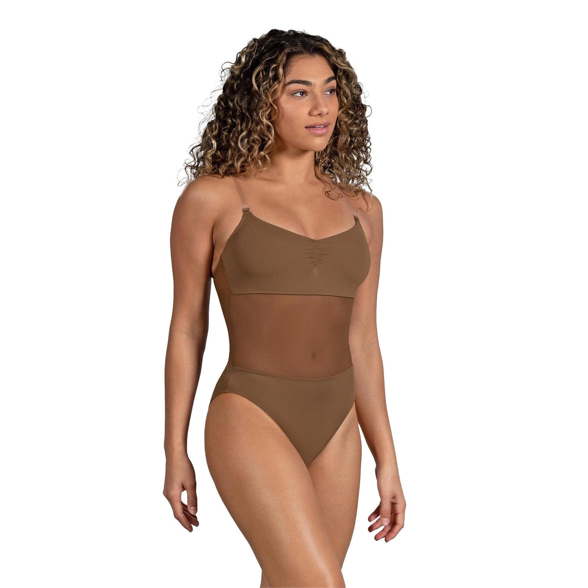 Cordelia Mesh Panel Bodysuit (Tan)