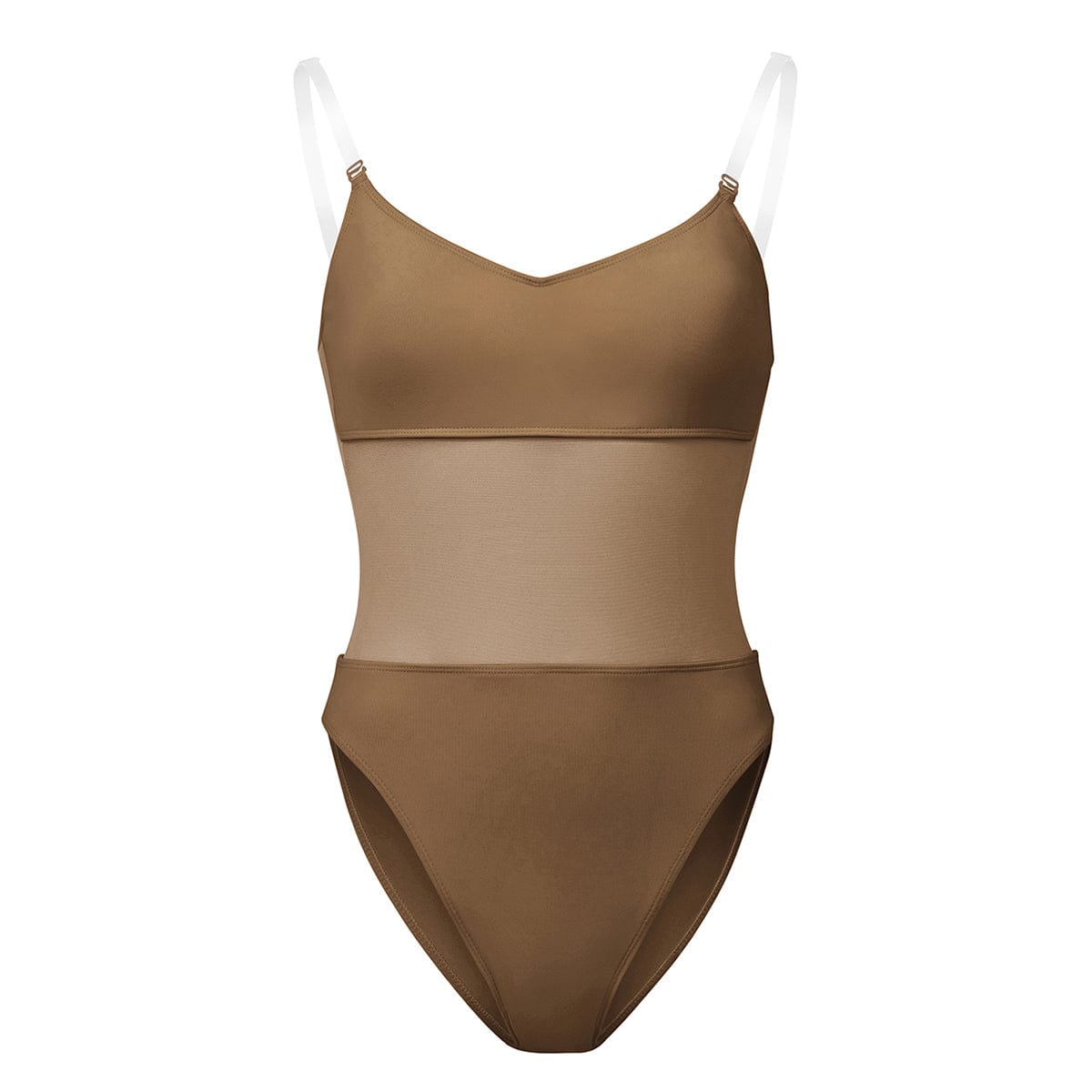 Bloch Girls Sunna Mesh Panel Bodysuit Child 4-6 Almond - DanceSupplies.com