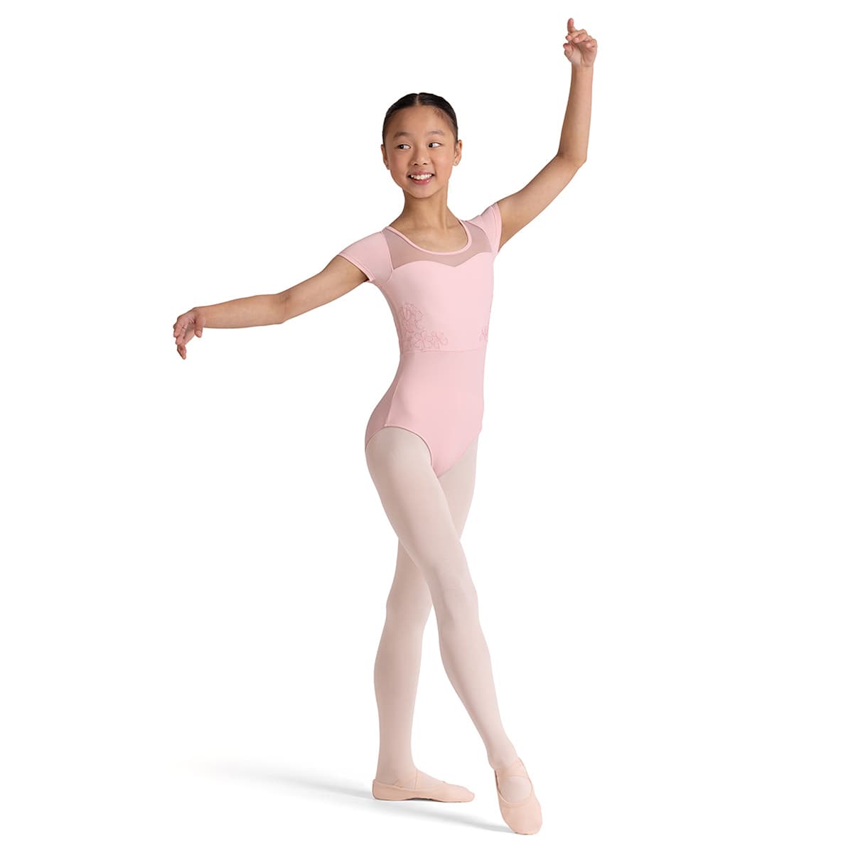 Bloch Girls Mei Floral Leotard Child 4-6 Candy Pink - DanceSupplies.com
