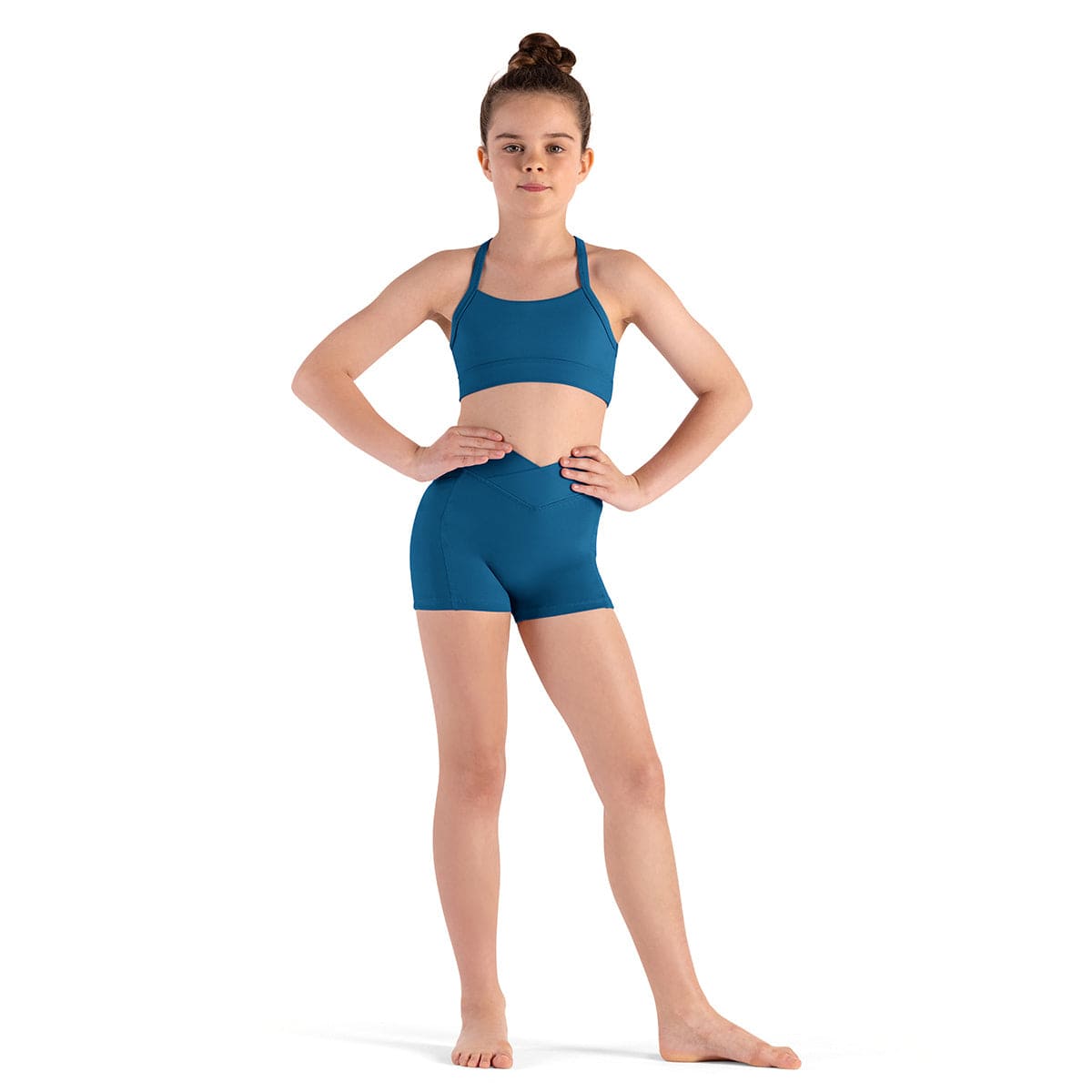 Bloch Child Nicolia V Front Shorts Child 6X-7 Peacock - DanceSupplies.com