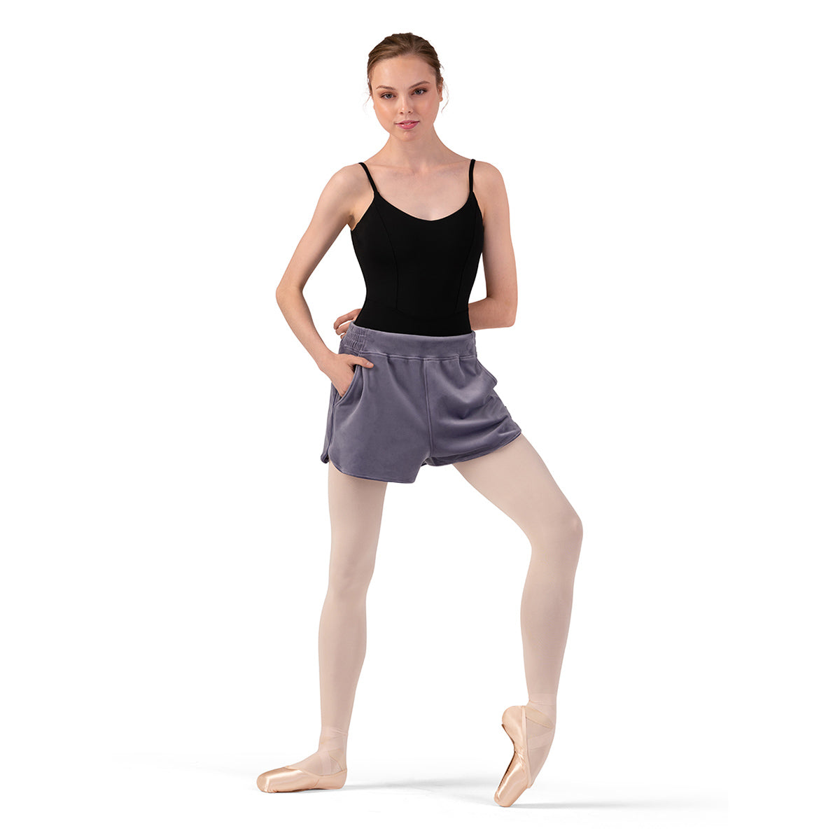 Bloch Ladies Debby Velvet Shorts Adult P Dusty Lavender - DanceSupplies.com