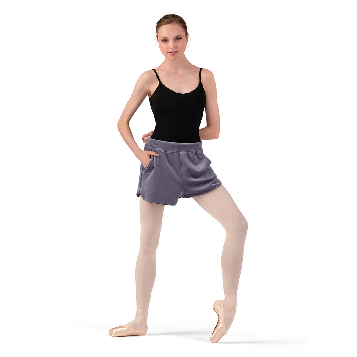 Bloch Ladies Debby Velvet Shorts Adult P Dusty Lavender - DanceSupplies.com