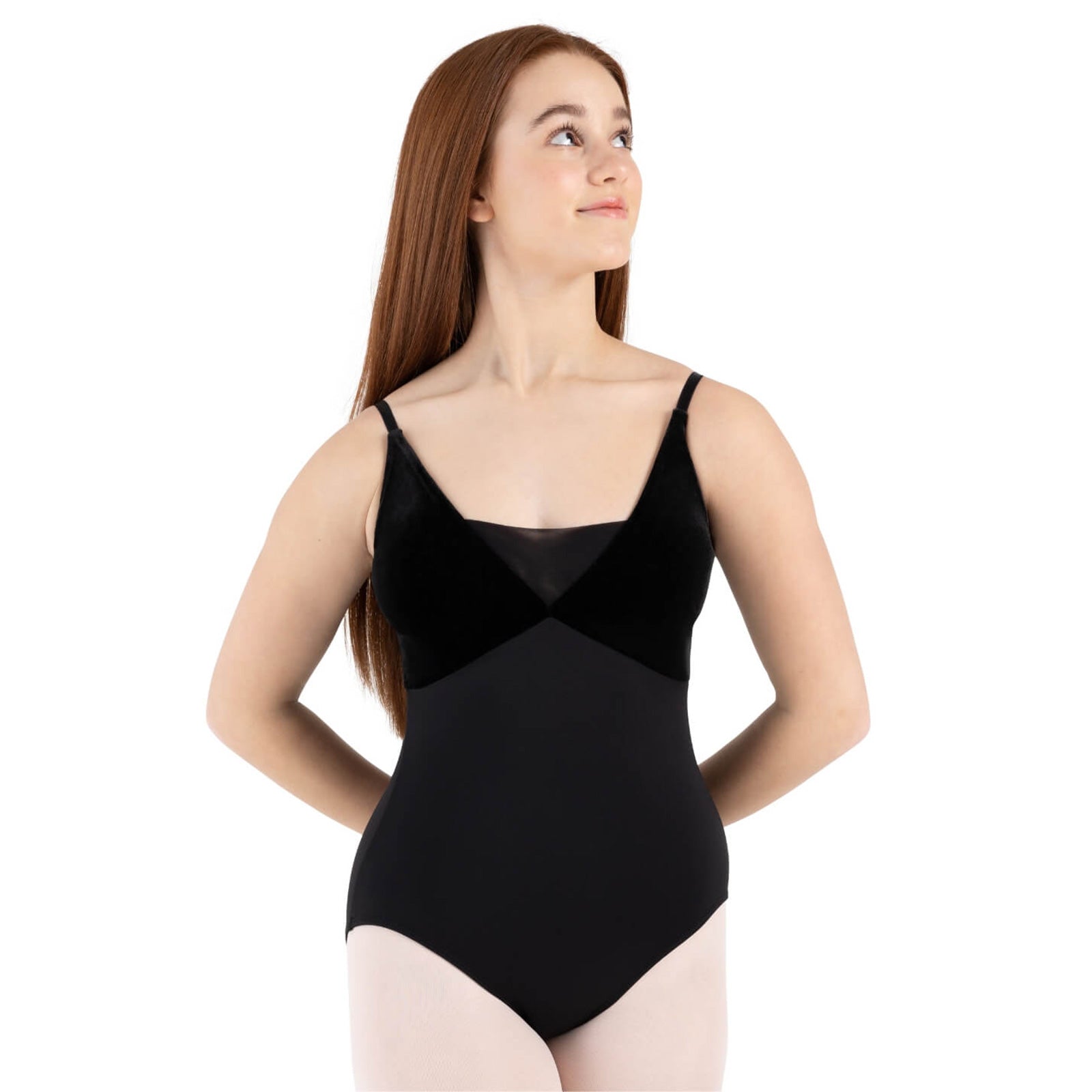 Capezio Adult Velvet Forest Pine Camisole Leotard Adult XS Black - DanceSupplies.com