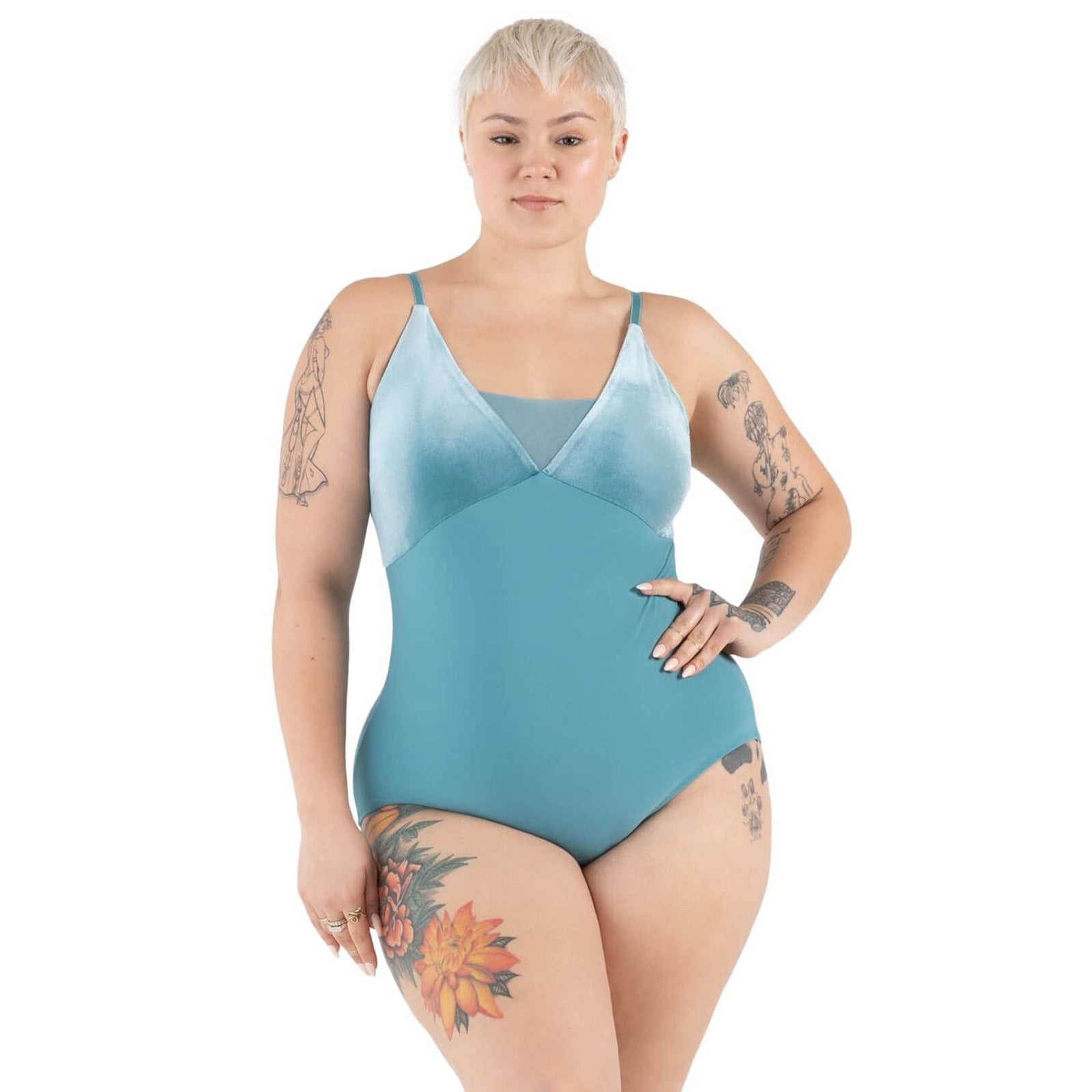 Capezio Adult Velvet Forest Pine Camisole Leotard Adult XS Newport Sage - DanceSupplies.com