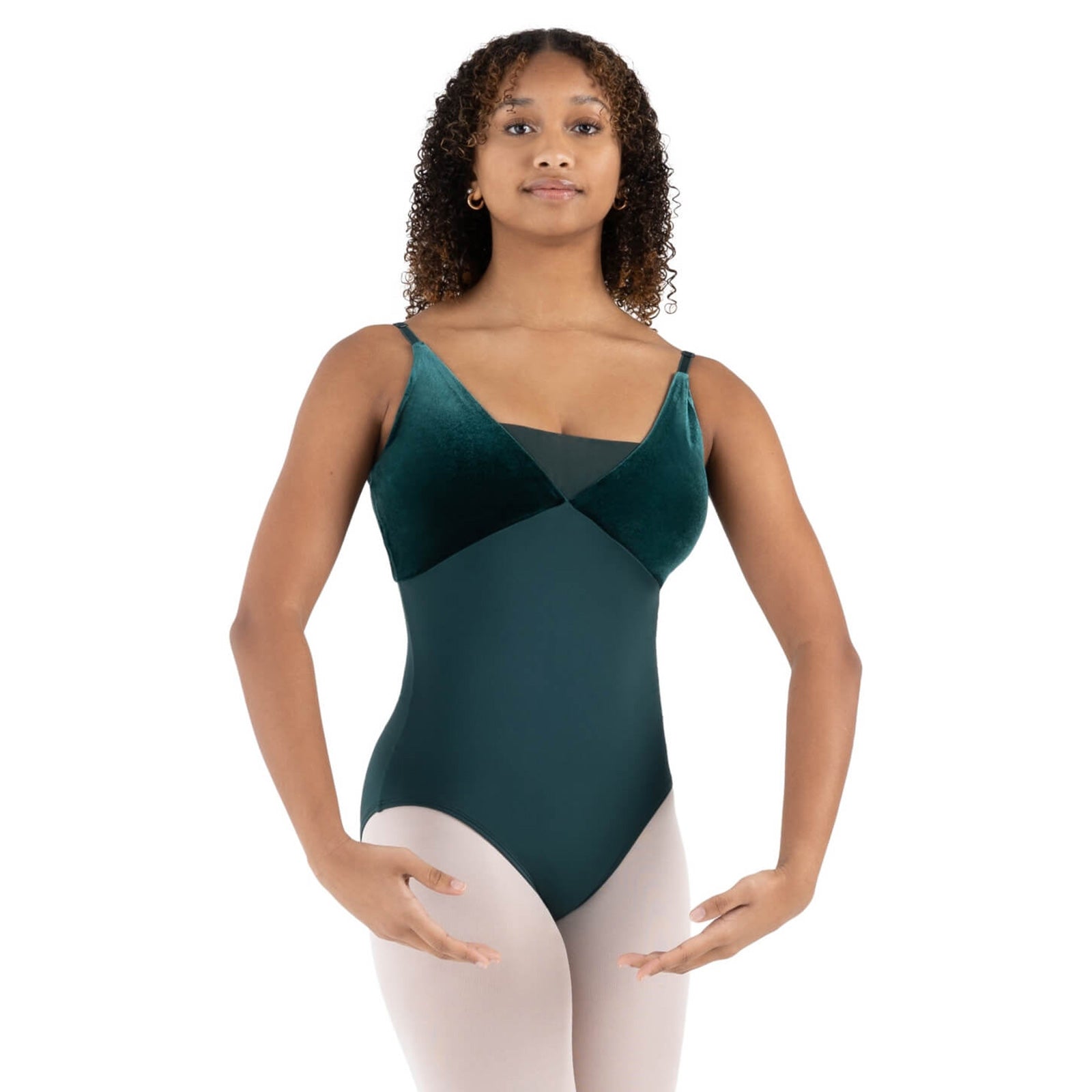 Capezio Adult Velvet Forest Pine Camisole Leotard Adult XS Pine - DanceSupplies.com