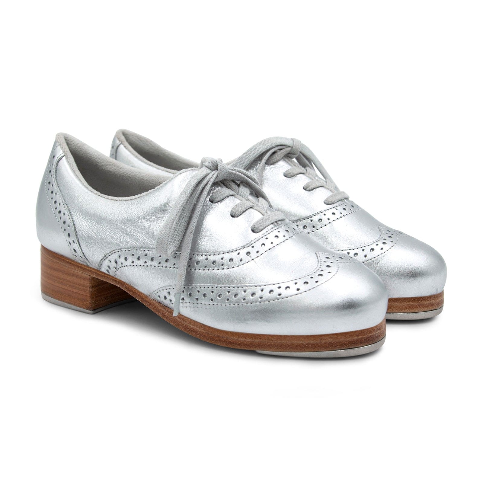 Capezio Roxy Tap Shoes - Metallic Silver Adult 6 Medium Silver- DanceSupplies.com