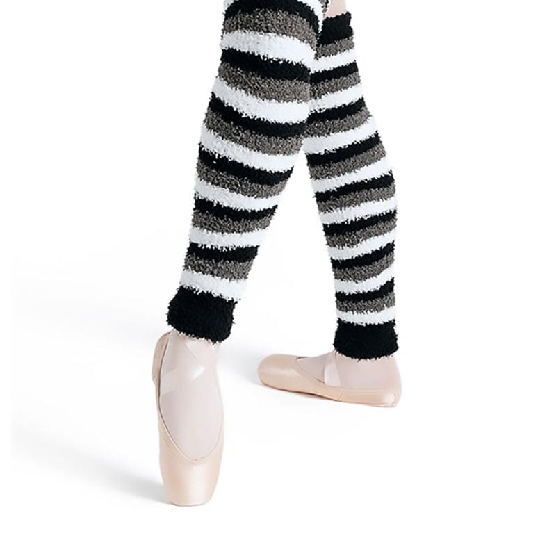 Capezio 18" Striped Pamper Legwarmers Grey Stripes - DanceSupplies.com