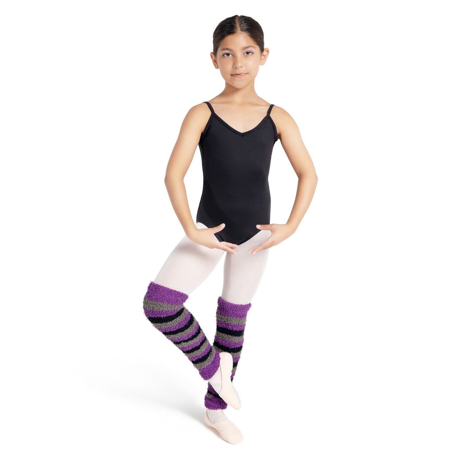 Capezio 18" Striped Pamper Legwarmers Plum Stripes - DanceSupplies.com