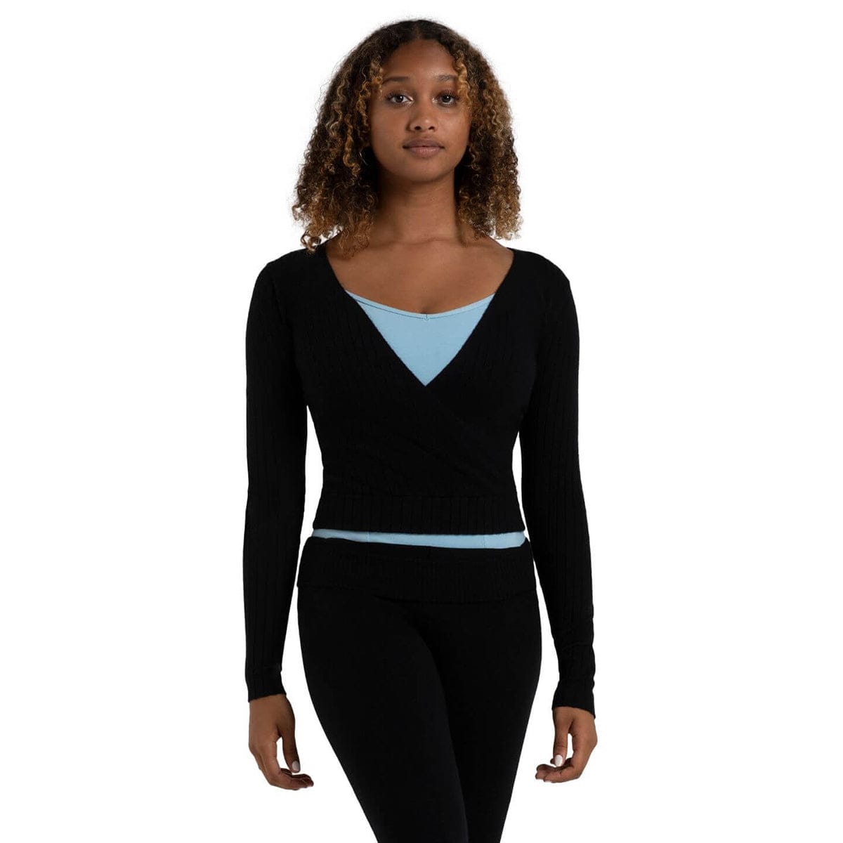 Capezio Adult Harmonie Crossover Sweater Adult XXS Black - DanceSupplies.com