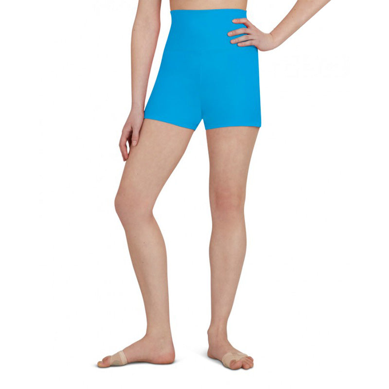 Capezio Adult High Waisted Shorts Adult XS Turquoise - DanceSupplies.com