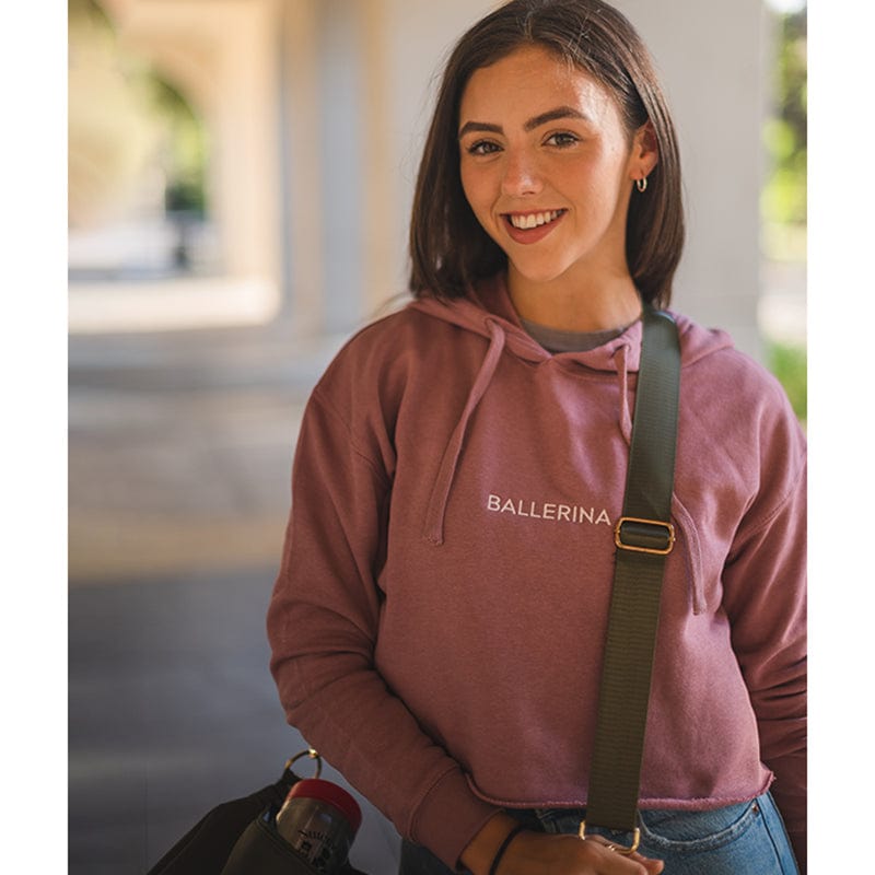 Covet Ballerina Embroidered Crop Hoodie - DanceSupplies.com