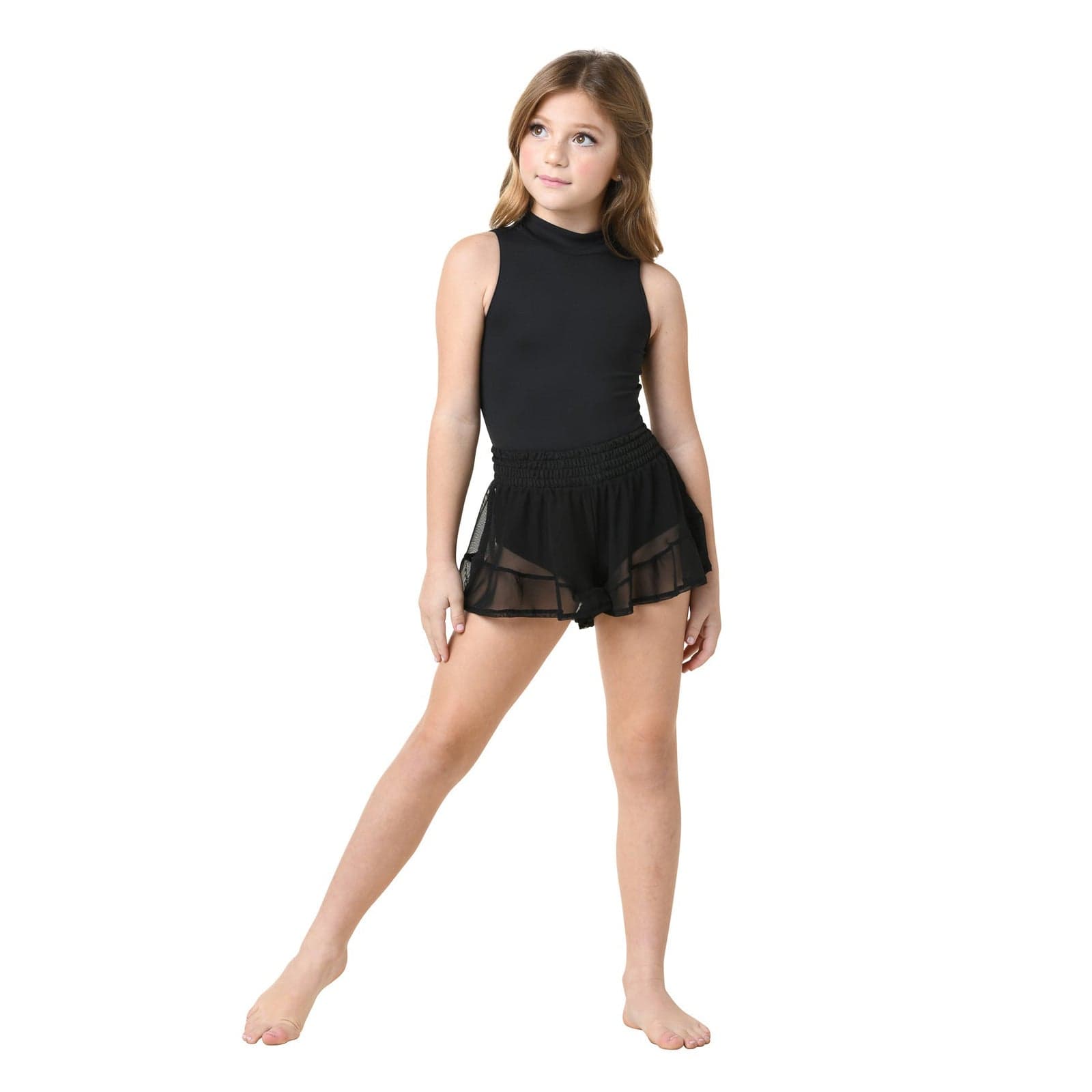 Danznmotion Child Lyric Mesh Shorts Child 6X-7 Black - DanceSupplies.com