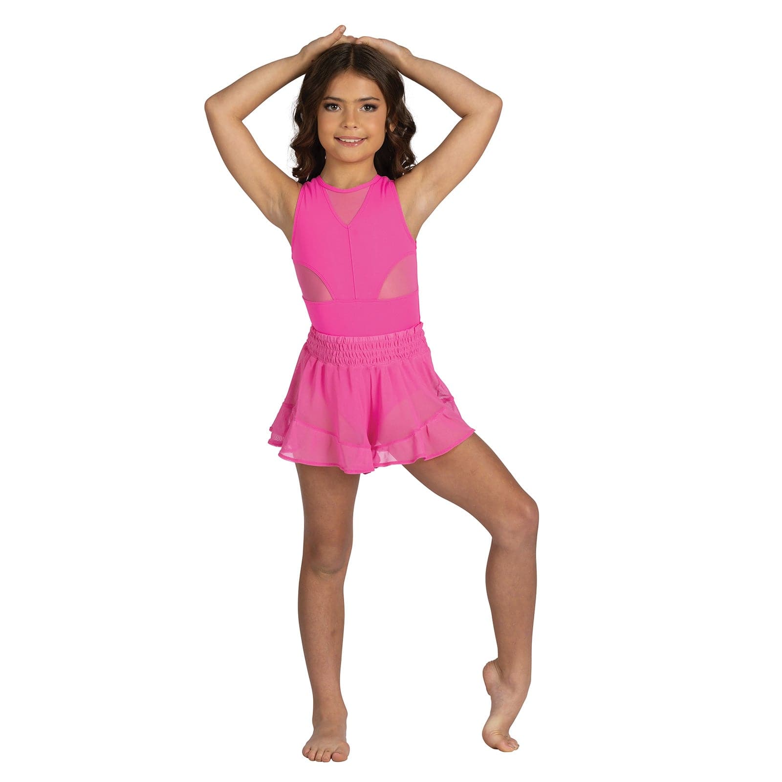 Danznmotion Child Lyric Mesh Shorts Child 6X-7 Neon Pink - DanceSupplies.com