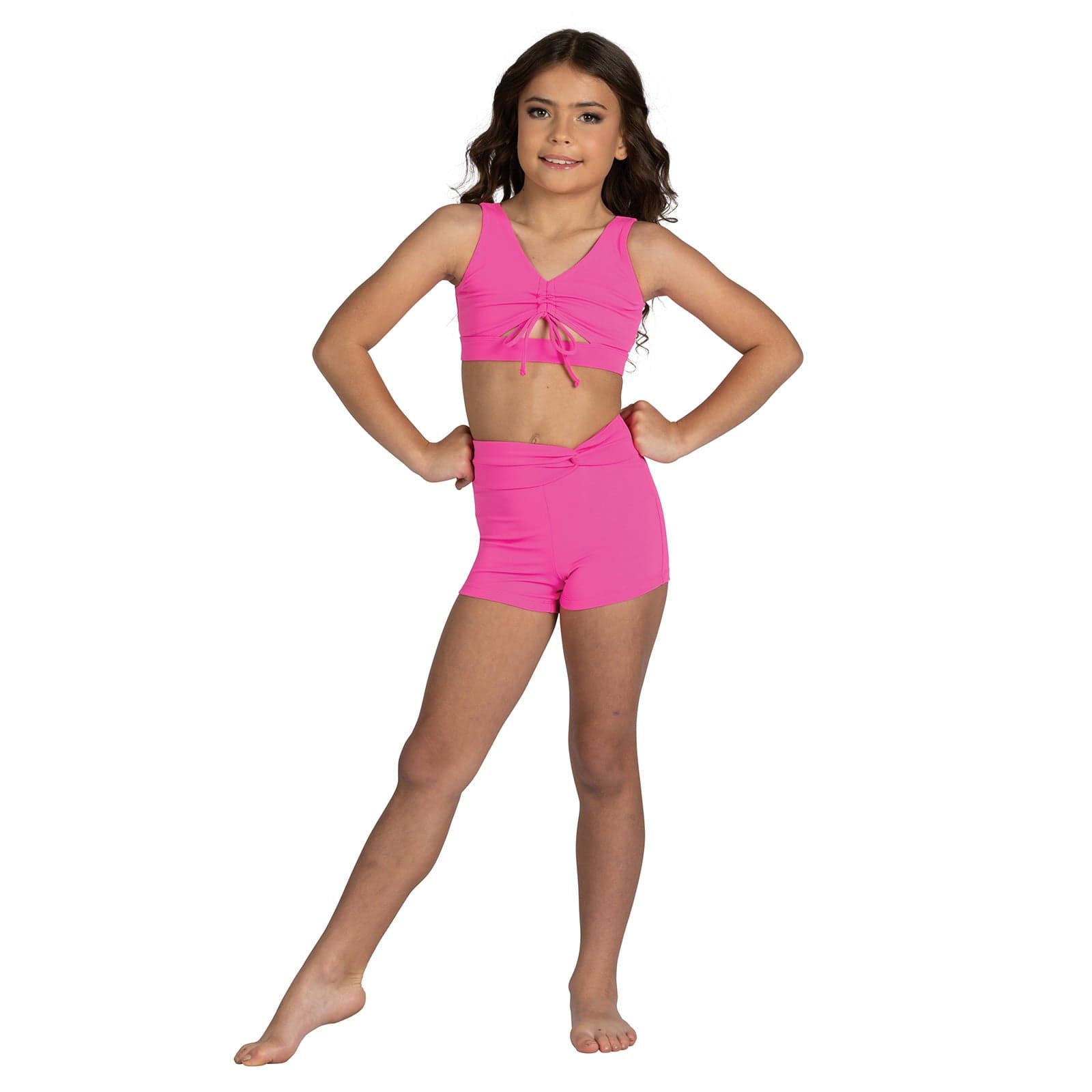 Danznmotion Child Evlynn Bra Top Child 6X-7 Neon Pink - DanceSupplies.com