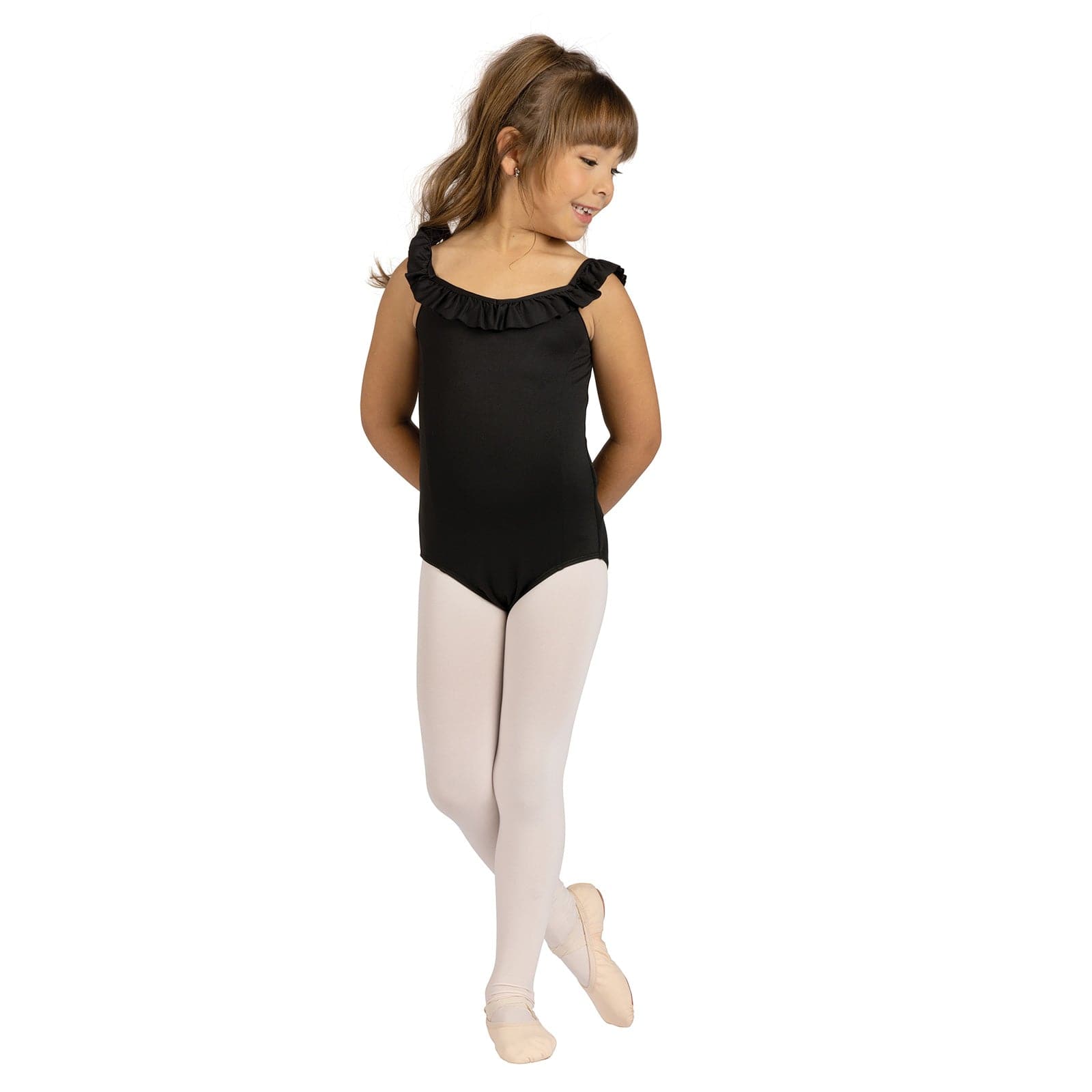 Danznmotion Child Ruffle Neck Leotard Child 2-4 Black - DanceSupplies.com