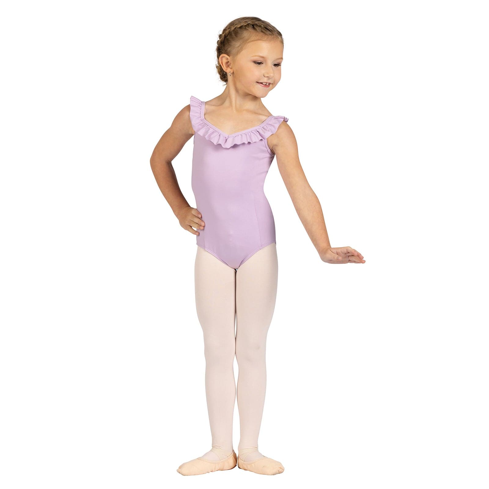 Danznmotion Child Ruffle Neck Leotard Child 2-4 Lavender - DanceSupplies.com