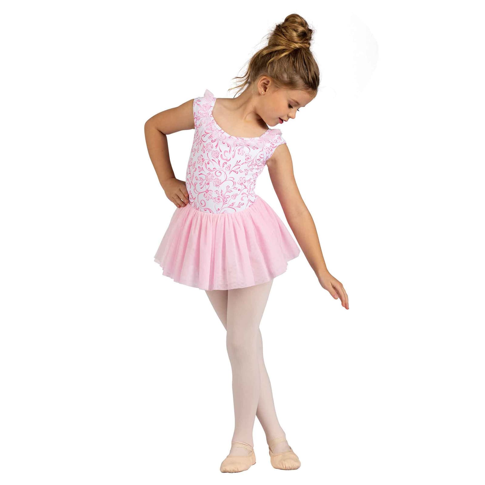 Danznmotion Child Dianora Floral Print Dress Child 2-4 Pink - DanceSupplies.com
