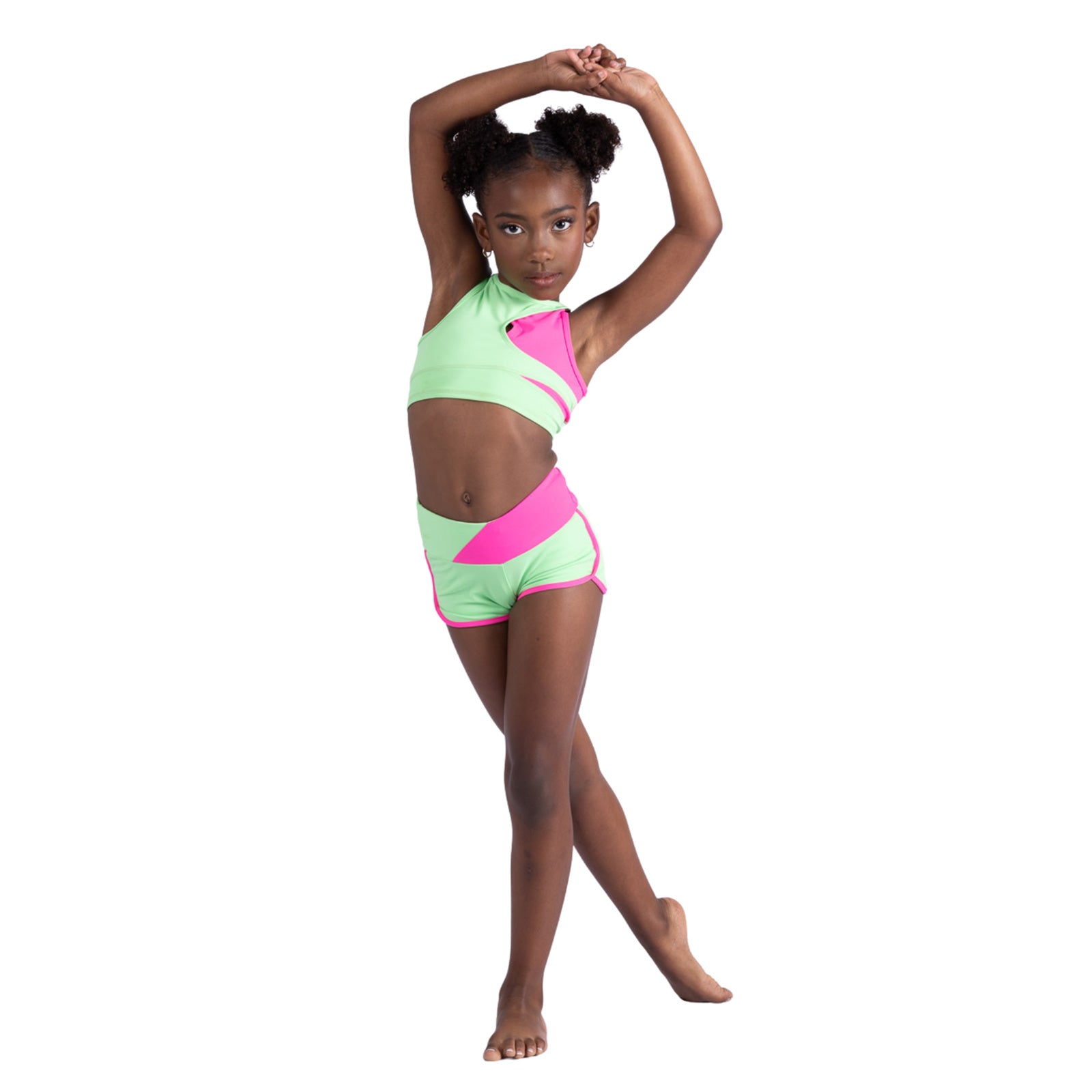 Danznmotion Child Lulu Tank Top Child 6X-7 Luminous Green/Neon Pink - DanceSupplies.com