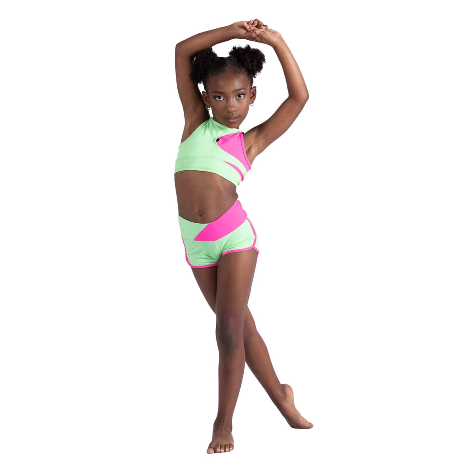 Danznmotion Child Lulu Tank Top Child 6X-7 Luminous Green/Neon Pink - DanceSupplies.com