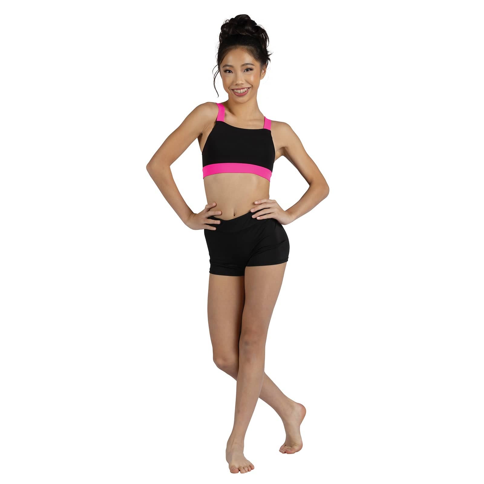 Danznmotion Child Dakota Tank Top Child 4-6 Black/Neon Pink - DanceSupplies.com