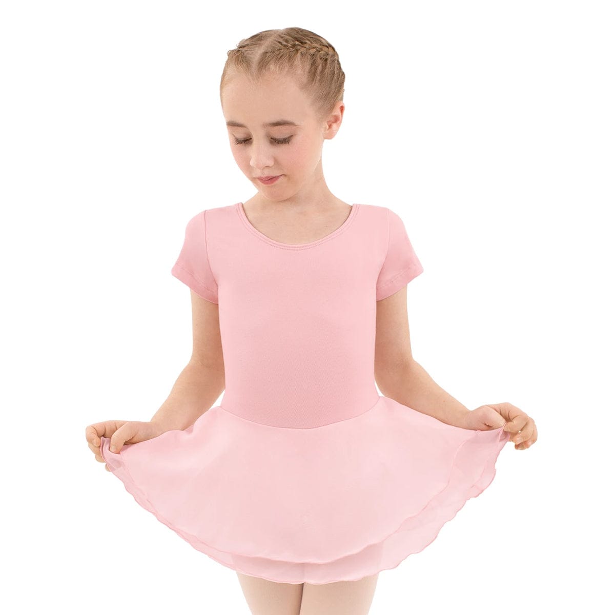 Eurotard Child Short Sleeve Dress Child XS Pink - DanceSupplies.com