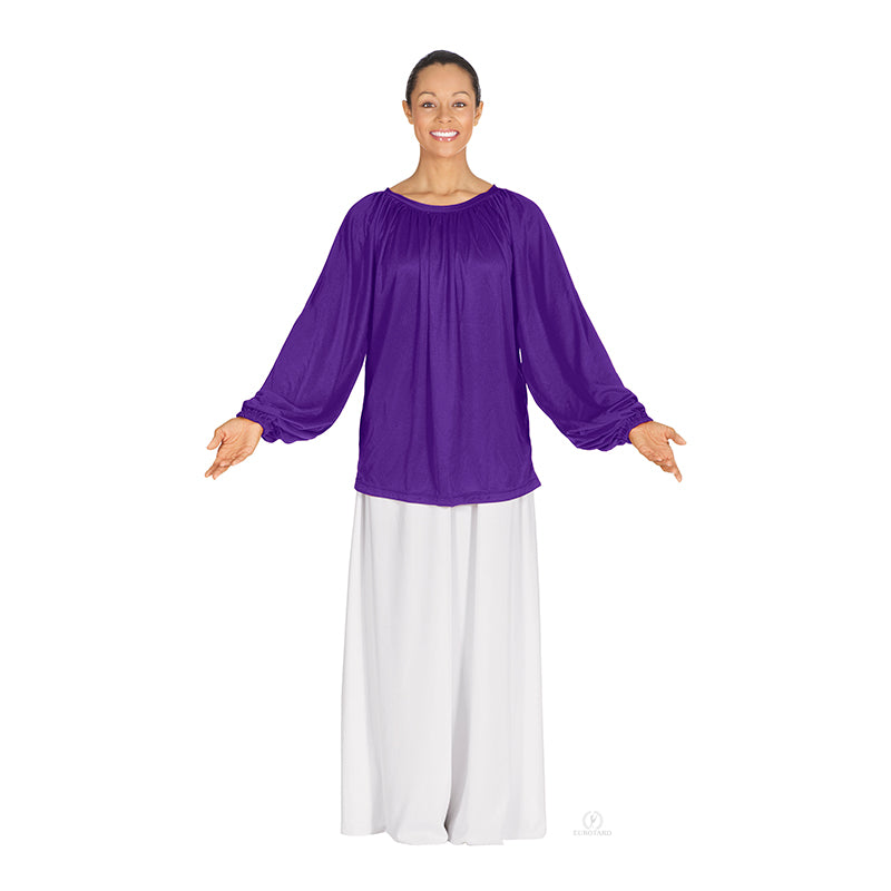 Eurotard Unisex Polyester Long Sleeve Peasant Style Top Adult S Purple - DanceSupplies.com