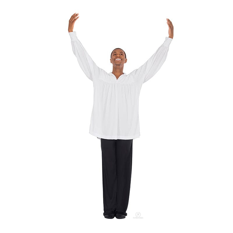 Eurotard Unisex Polyester Open Collar Peasant Style Top Adult S/M White - DanceSupplies.com
