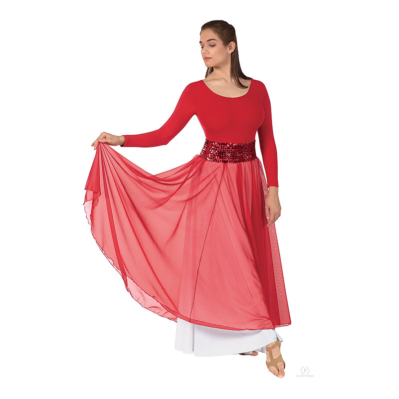 Eurotard Chiffon Overlay Skirt Adult Red - DanceSupplies.com