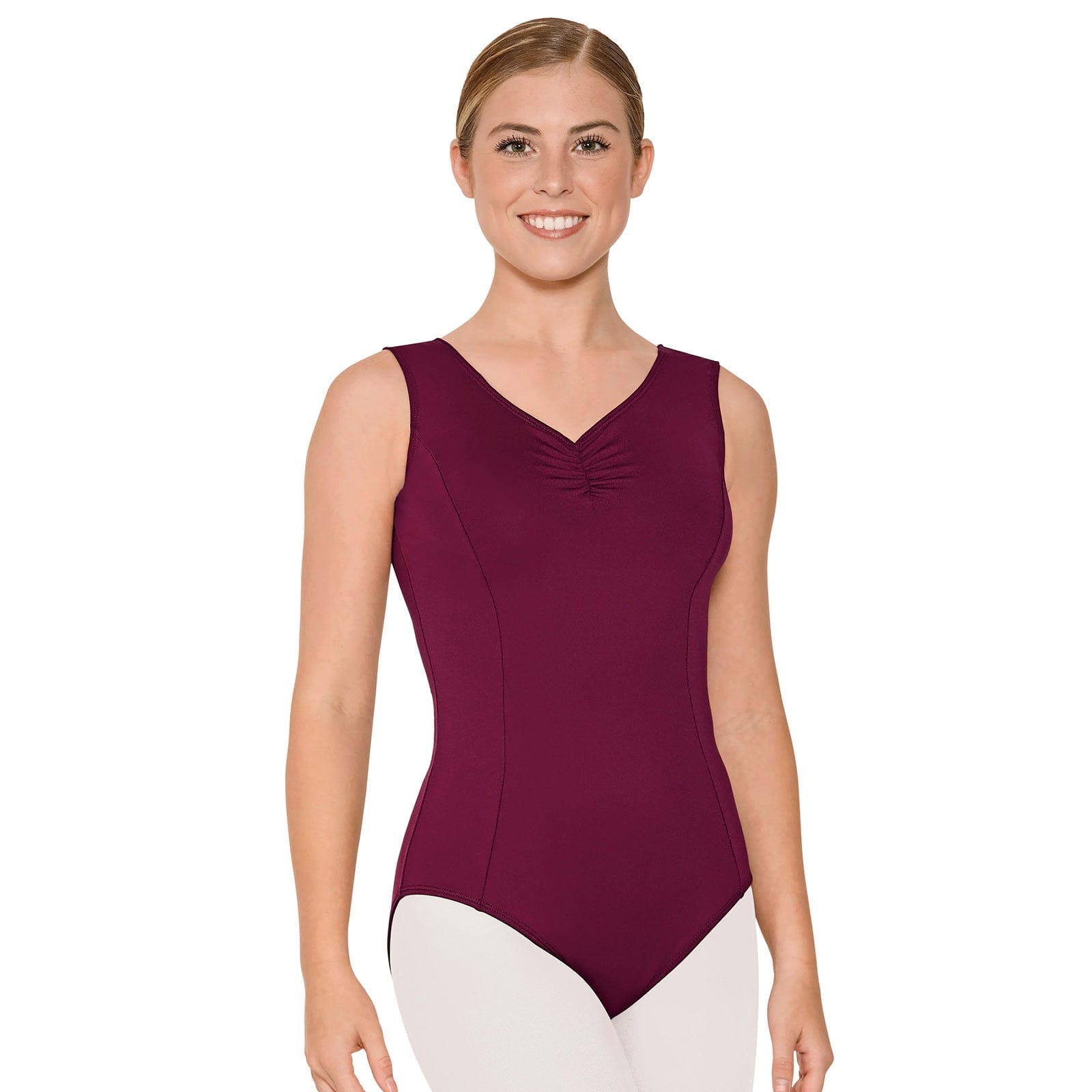 Eurotard Adult Microfiber Princess Seam Tank Leotard Adult XS Burgundy - DanceSupplies.com