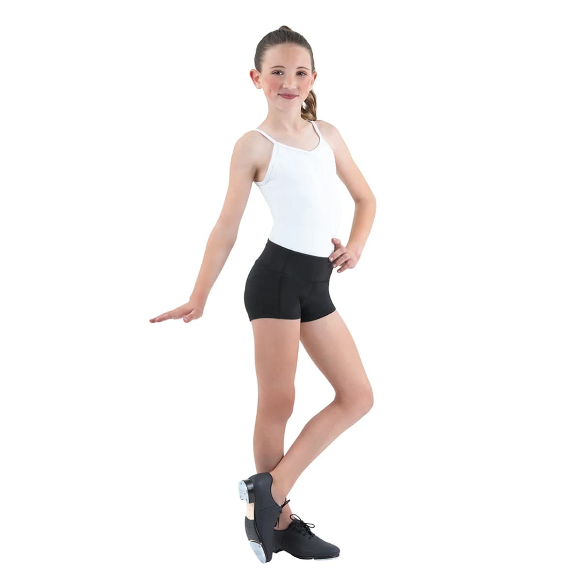 Eurotard Child Midrise Wide Band Shorts Black Child M - DanceSupplies.com