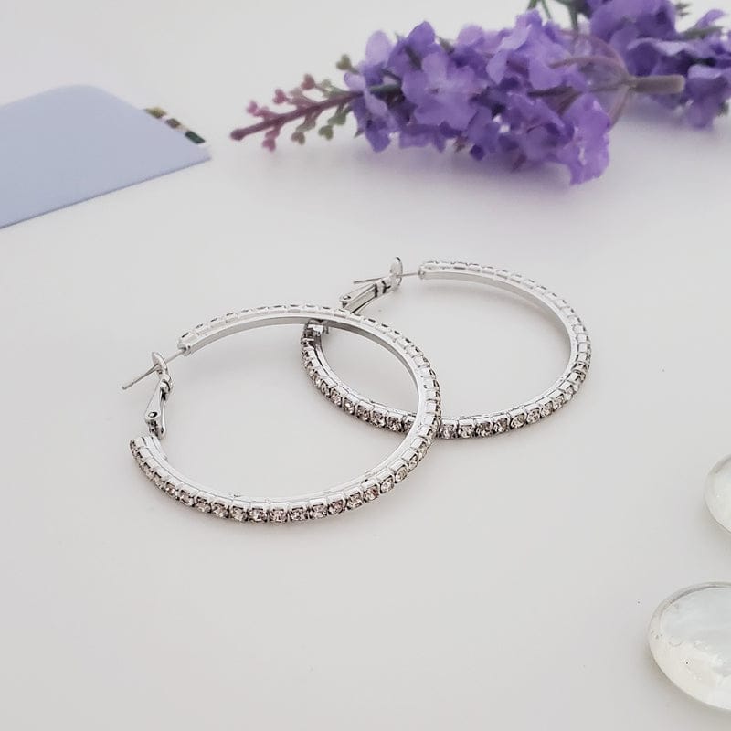 FH2 40mm Rhinestone Hoop Earrings Pierced Crystal - DanceSupplies.com