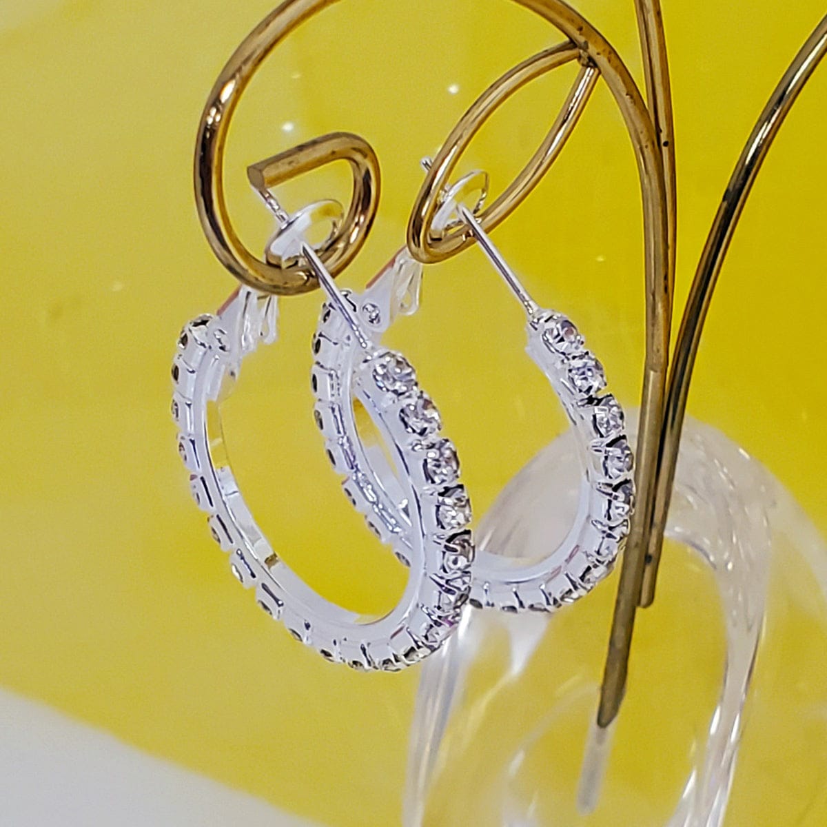 FH2 20mm Rhinestone Hoop Earrings Pierced Crystal - DanceSupplies.com