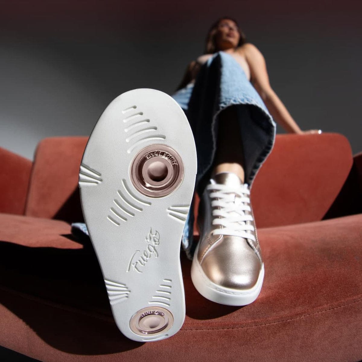 Fuego Adult Low-Top Dance Sneakers - Rose Gold - DanceSupplies.com