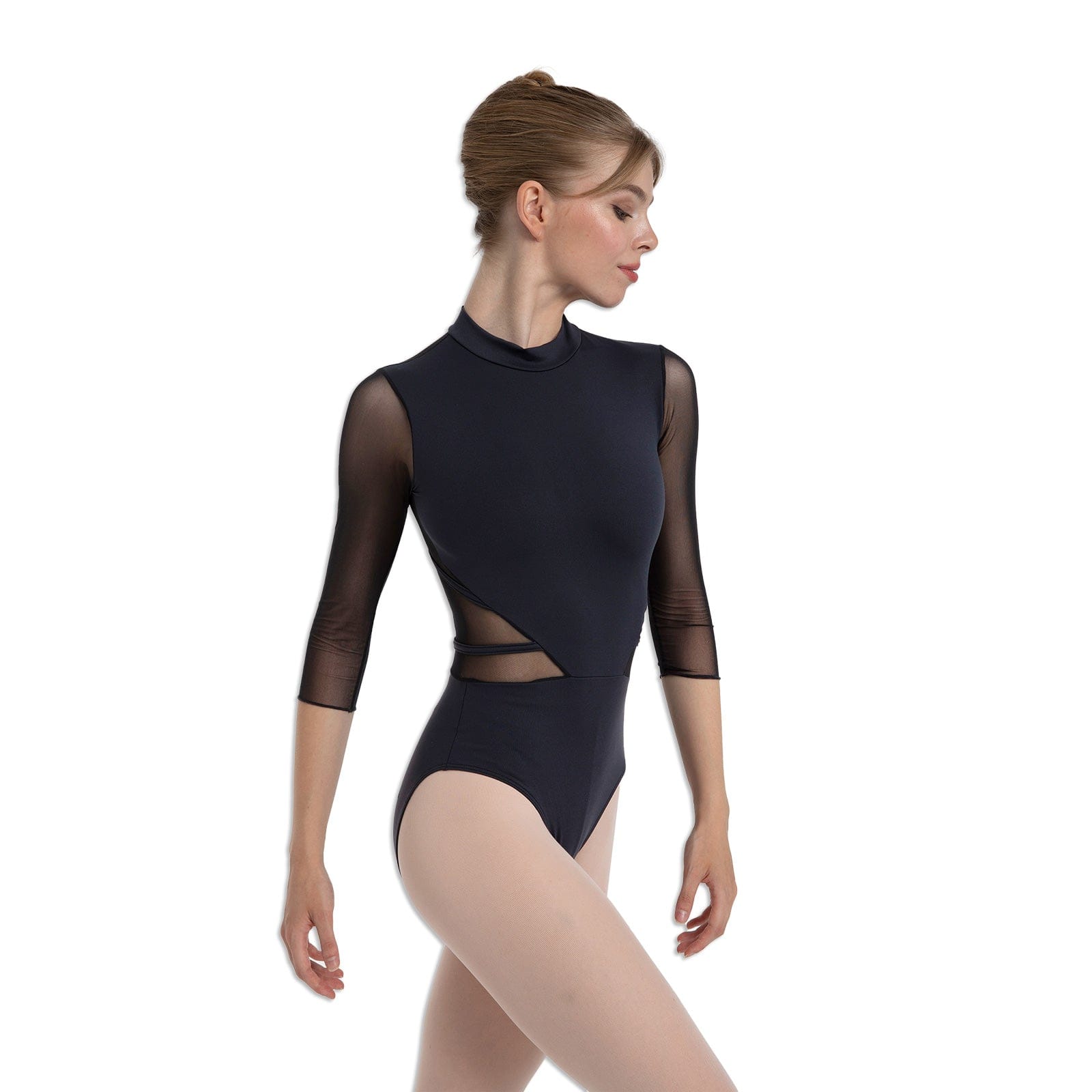 Intermezzo Adela 3/4 Sleeve Leotard Child 12 Black - DanceSupplies.com