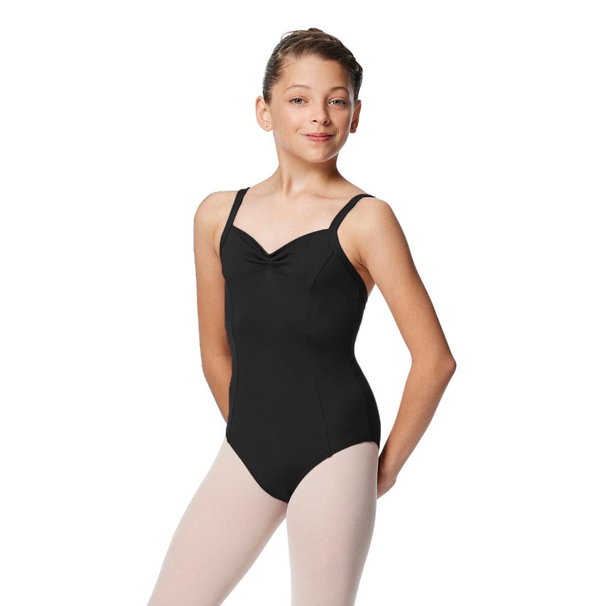 Lulli Child Darya Pinch Front Leotard Child 6 Black - DanceSupplies.com