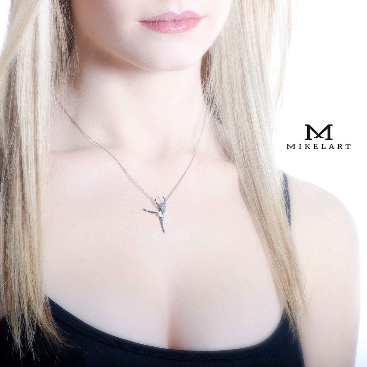 Mikelart Sterling Silver Necklace With Arabesque Pendant - DanceSupplies.com