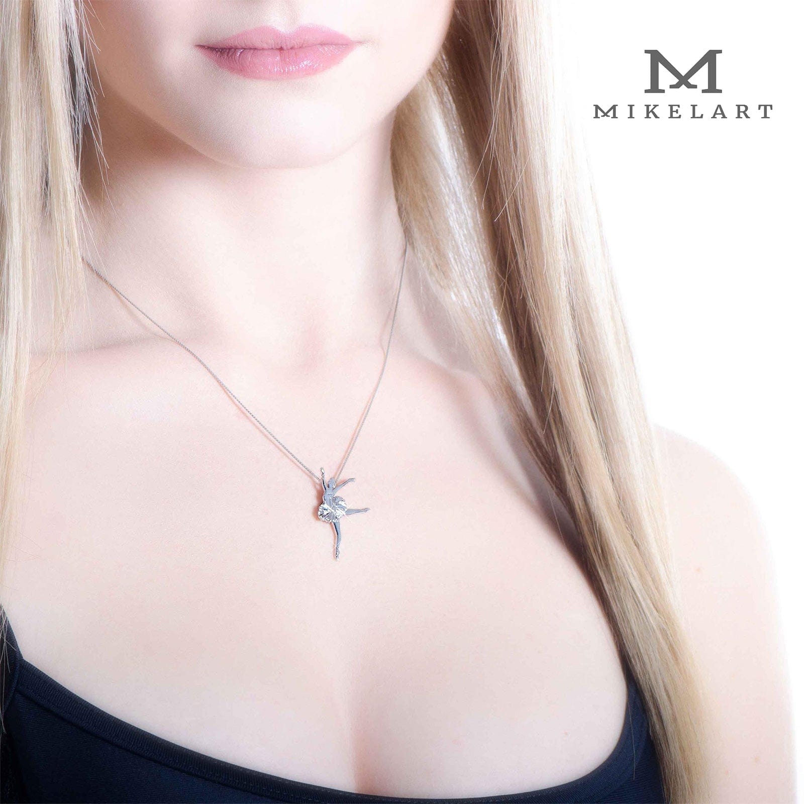 Mikelart Sterling Silver Necklace With Swan Lake Pendant - DanceSupplies.com