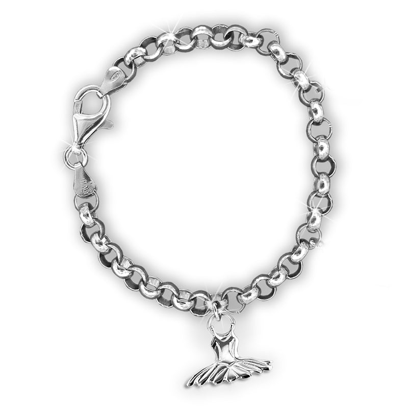 Mikelart Sterling Silver Bracelet With Tutu Charm   - DanceSupplies.com