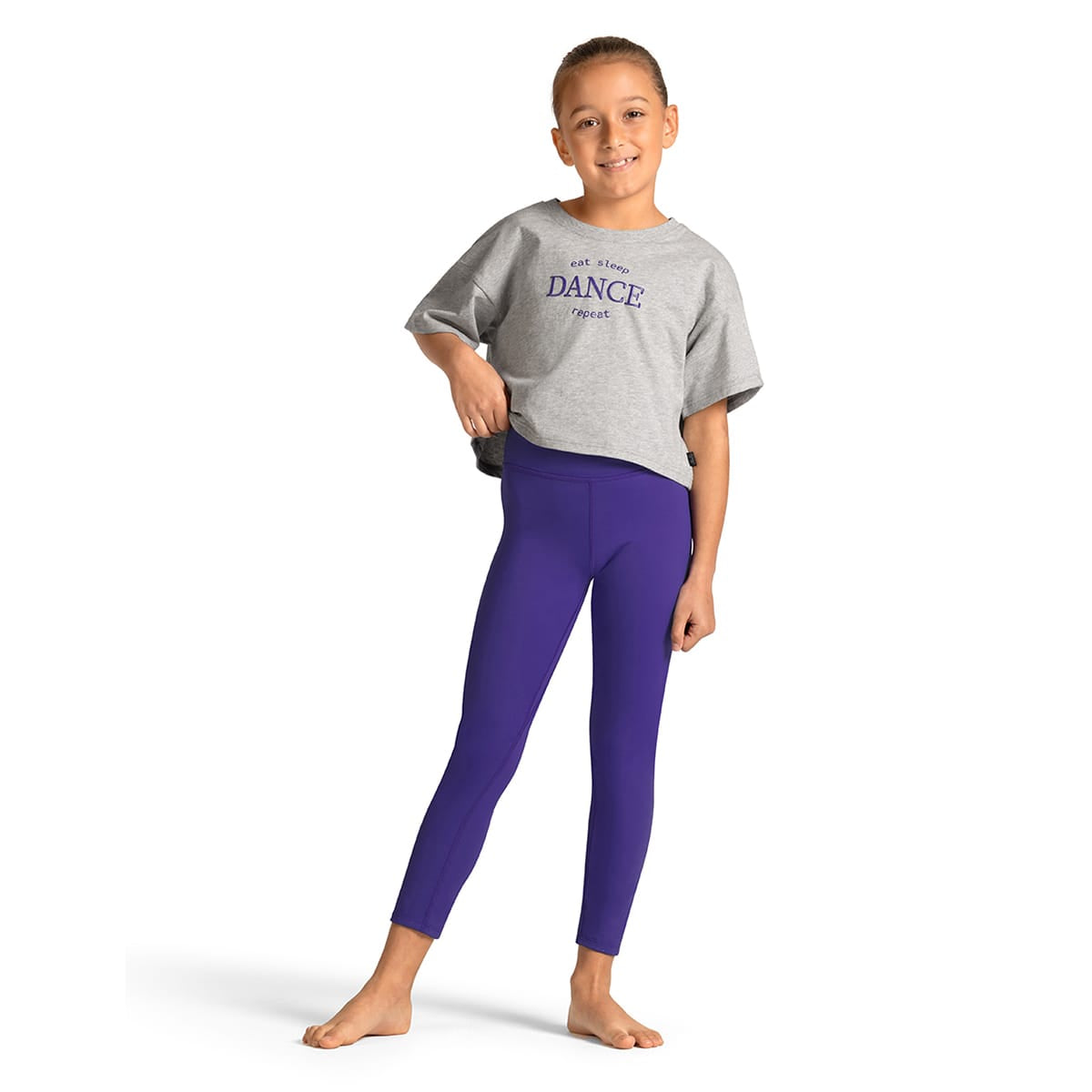 Mirella Child Celestia Printed Crop Top Child 6X-7 Grey - DanceSupplies.com