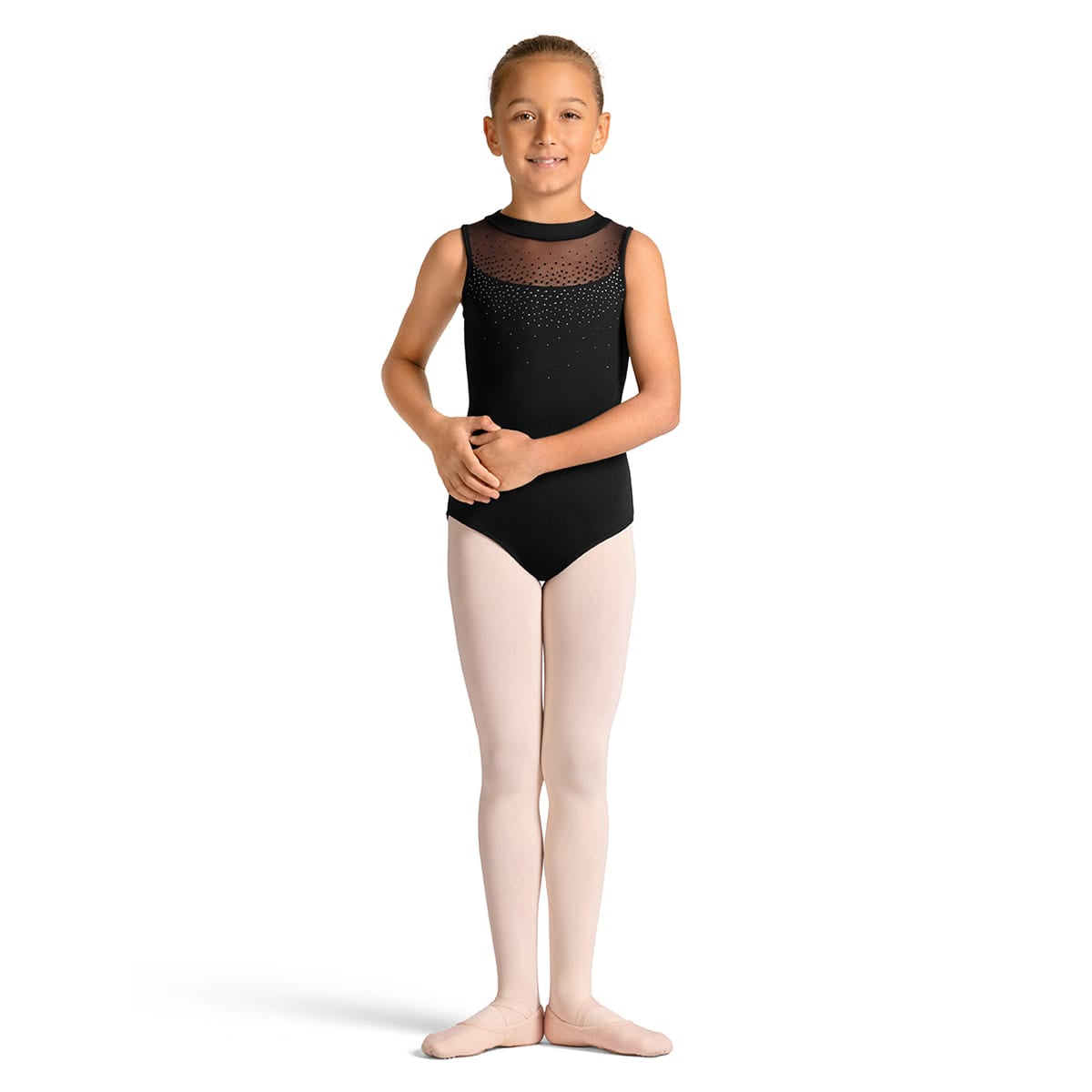 Mirella Girls Celestia Zip Back Leotard Child 6X-7 Black - DanceSupplies.com