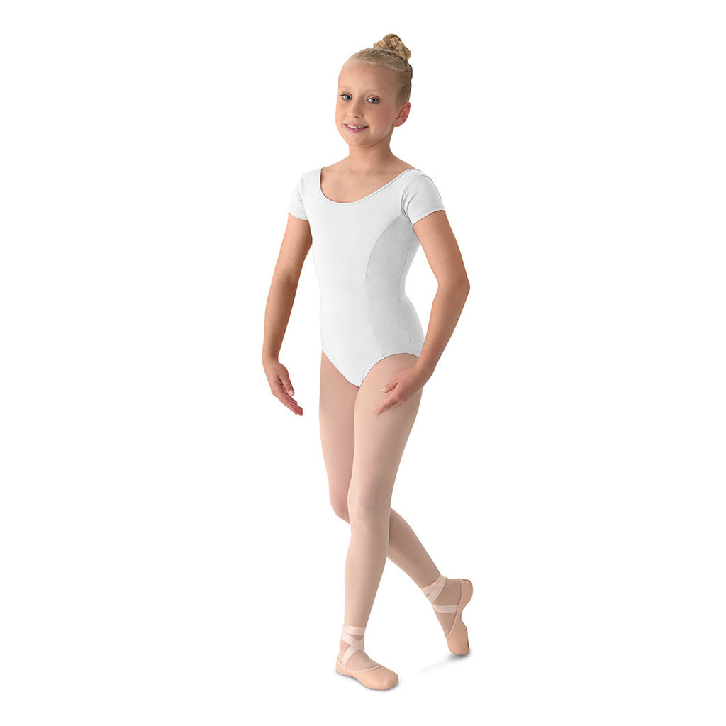 Mirella Girl's Cap Sleeve Leotard Child XS White - DanceSupplies.com