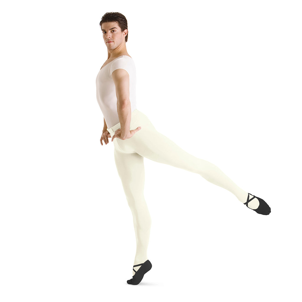 Mirella Men's Footed Tights Adult S Stage White - DanceSupplies.com