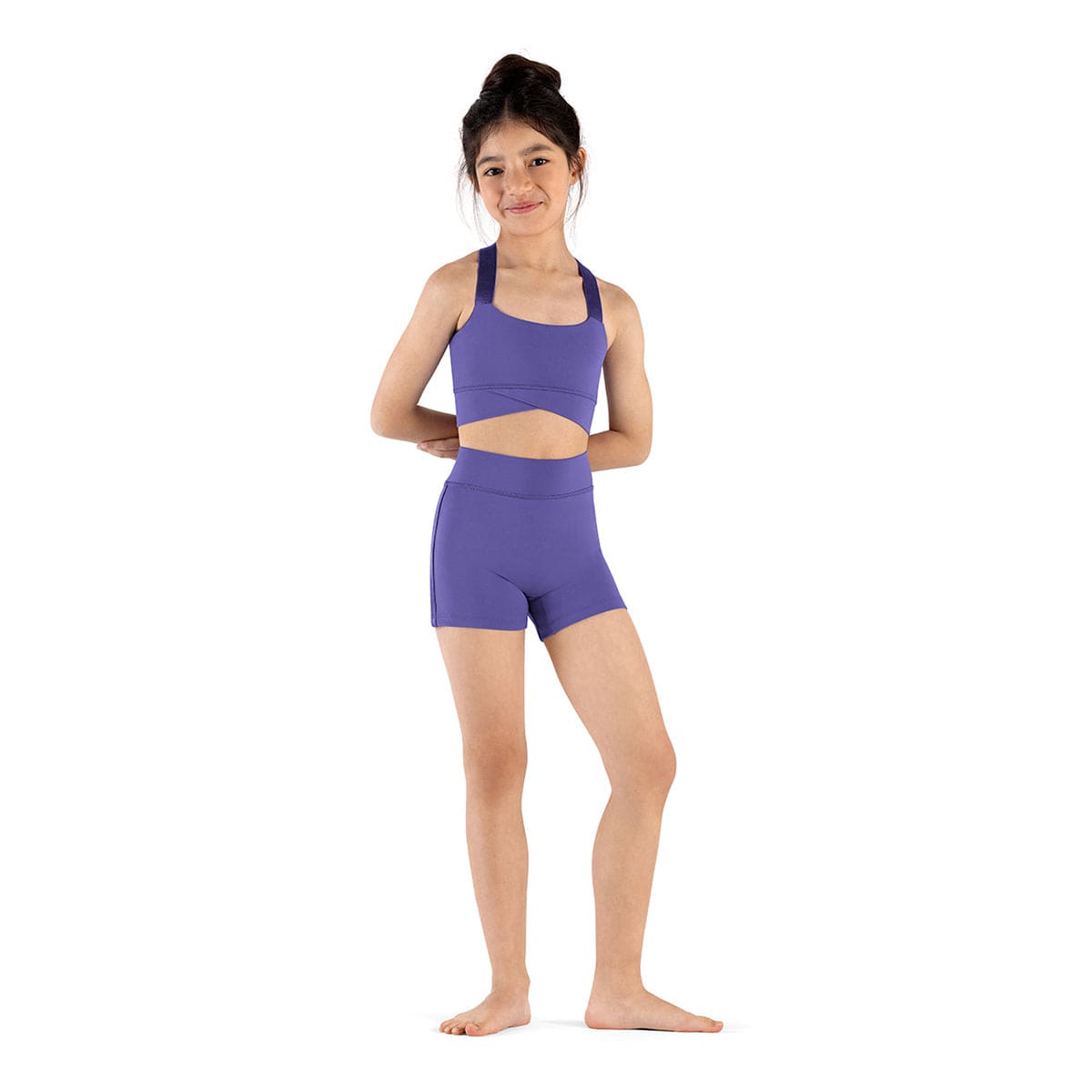 Mirella Girls Majesty High Waist Shorts Child 6X-7 Tanzanite - DanceSupplies.com